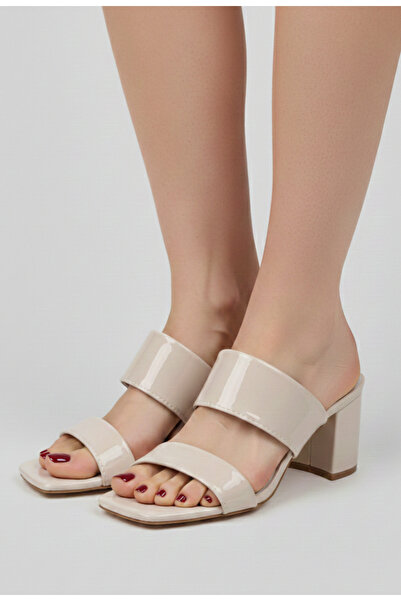 ŞAH Ten Patent Leather 5cm Heeled Slippers