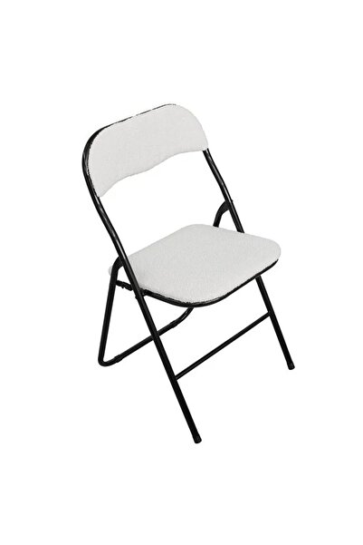 ELITECOMMERCEMARKET Folding Metal Chair Black White 44x47x80cm
