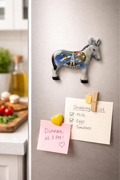 Hd Marketim Seramik Eşek Magnet | Dekoratif Buzdolabı Magneti | El Yapımı Hat...