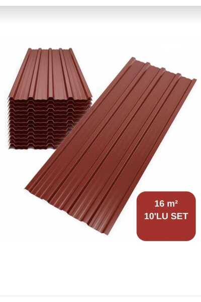 KONSEP BORDO Galvanizli Trapez Çatı Kaplama Sacı – 2 Metre (10 Adet-Su Geçirm...
