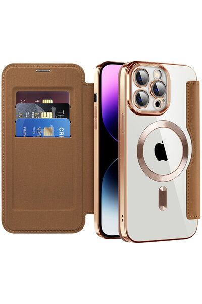 Techsuit SmartMag Book Case for iPhone 14 Pro Max - Brown