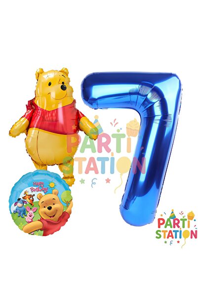 Parti Station مجموعة بالونات على شكل أرقام من الفويل باللون الأزرق الداكن بعم...