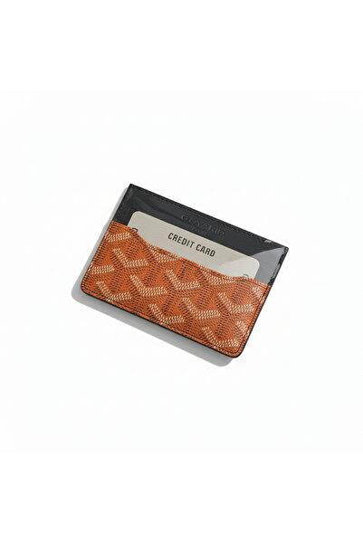 kaya wallet bag Turuncu Deri Kartlık Mini Cüzdan – 4 Kart Bölmeli Erkek Kadın...