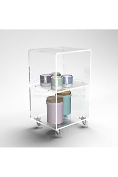 Slasa Transparent Acrylic Serving Trolley Cart 30×20×50 cm – Compact Rolling ...