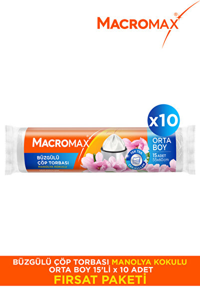 MACROMAX Drawstring Garbage Bag Medium Size Magnolia Scented 15Pcs X10