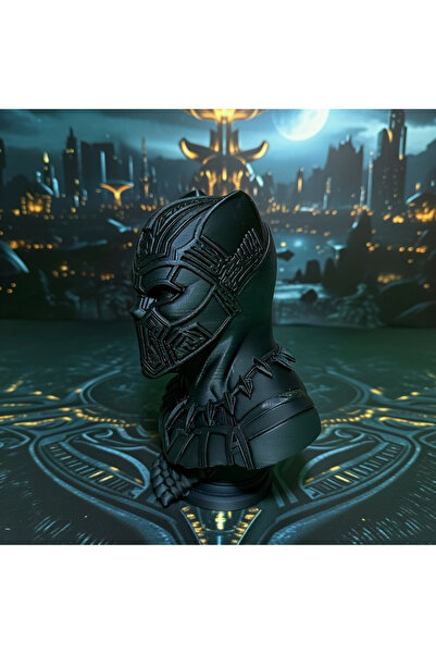 Riva Self Marvel Black Panther (Kara Panter) 3D Büst Figür - Siyah Mat Özel T...