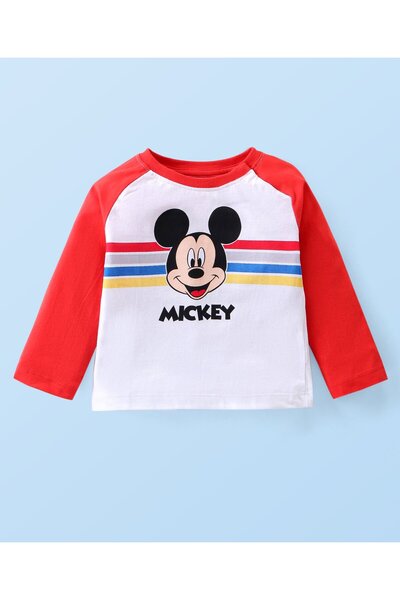 Babyhug Disney تيشيرت بأكمام طويلة من نسيج جيرسي مفرد مزين برسومات ميكي ماوس ...