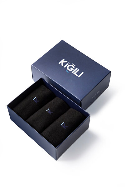 Kiğılı 3-Piece Bamboo Mixed Plain Socks Gift Boxed Set