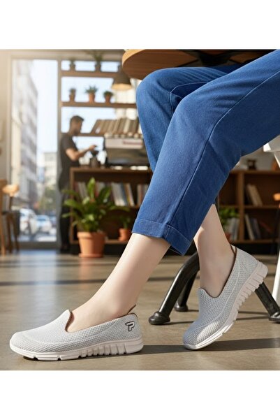 Afilli Women's Beige Cream Memory Foam Orthopedic Lightweight Laceless Comfor...