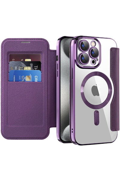 Techsuit SmartMag Book Case for iPhone 15 Pro - Purple