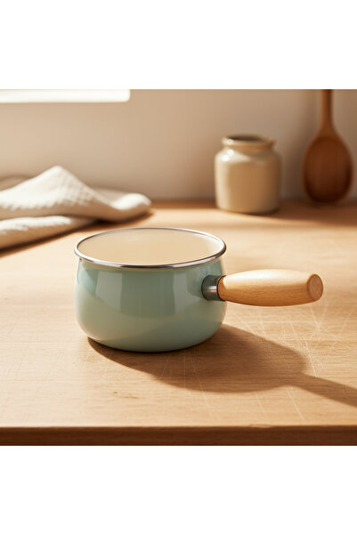 Bambum Nostalji Wooden Handle Pan Green 14 cm