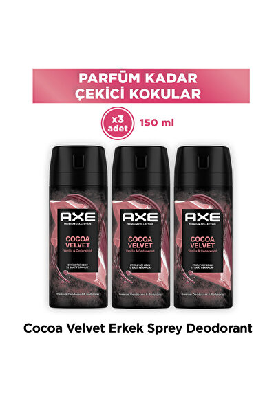 Axe Premium Collection Erkek Spray Deodorant Cocoa Velvet 150 ml X3