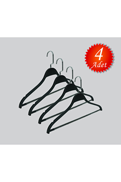 NYN شماعات ملابس وبلوزات وسراويل خشبية 8061 BARLI من النيكل الفضي، 4 قطع