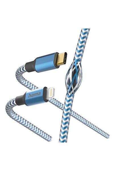 Hama 00201561 Cablu de încărcare reflectorizant, USB-C - Lightning 1,5 m nail...