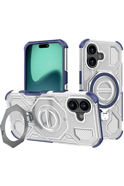 Techsuit Husa pentru iPhone 16 - Carbon Shield PRO - Blue Transparent