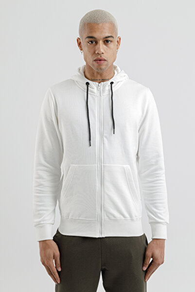 Airlife Sportswear Men's Hooded and Full-Zip Sweatshirt Ecru