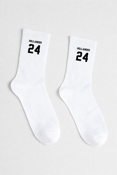 AYDESİGN جوارب شين هولاندر 24 هيتد ريفالري من القطن الأبيض للتنس