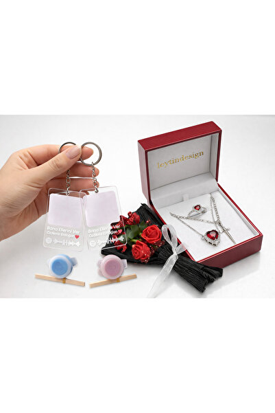 Leytin Sevgililer Gününe Özel Kişiye Özel Spotify Anahtarlık & Kalpli Kolye S...