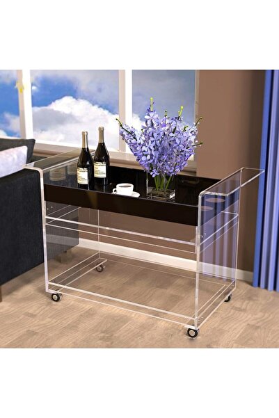 Slasa Heavy Duty Acrylic Rolling Service Trolley 80x45x60 cm – Durable & Tran...
