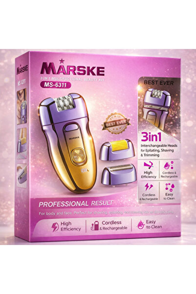MARSKE MS-6311 3'ü 1 Arada Şarjlı Epilatör Seti - Epilasyon, Tıraş ve Ayak Tö...