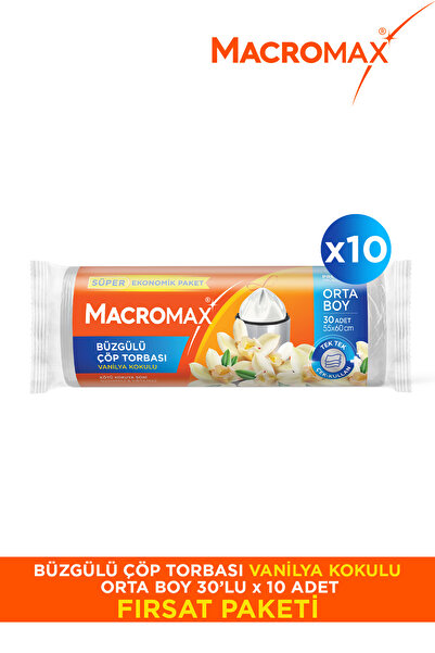 MACROMAX Drawstring Garbage Bag Medium Size Vanilla Scented 30Pcs X10