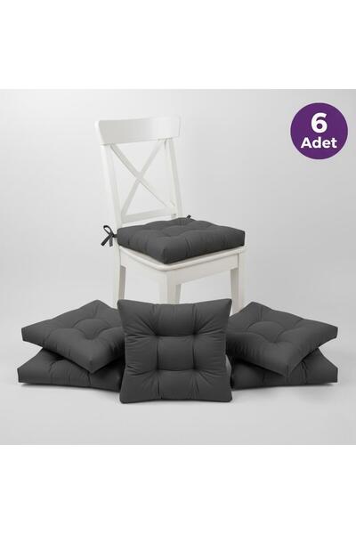 ALTINPAMUK Set de 6 perne pentru scaun Pofidik, auriu, antracit, cusute speci...