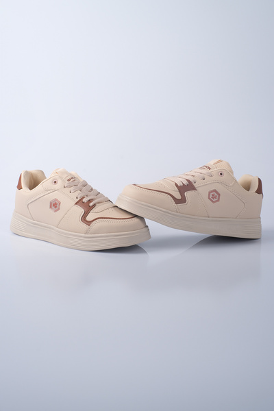 Bebek Sepeti Women's Daily Lace-Up Cream Sneaker Sports Shoes