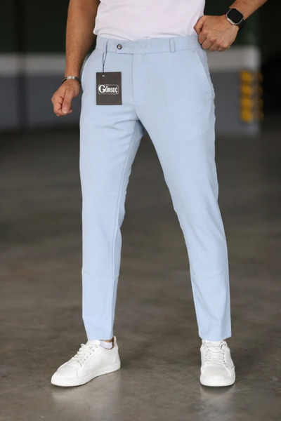 GörSeç Pantaloni până la gleznă din țesătură lycra flexibilă de calitate alba...