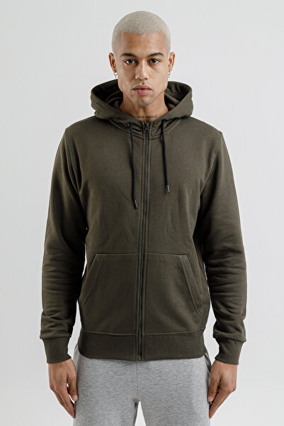 Airlife Sportswear Men's Hooded and Full Zip Sweatshirt Khaki