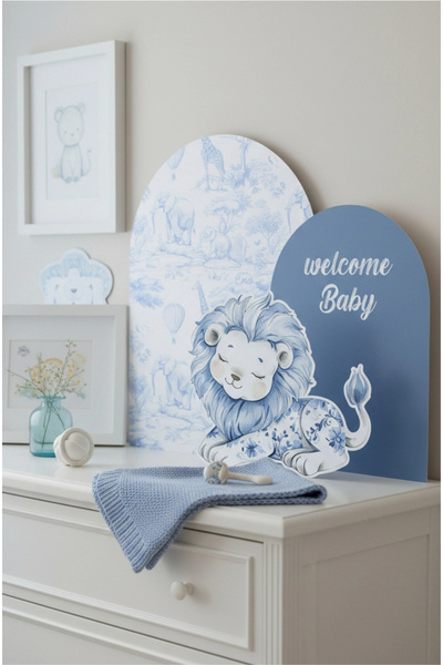 neşeli günlerim Safari Aslan welcome Baby 3 Parça Masa Üzeri Ayaklı Pano Set