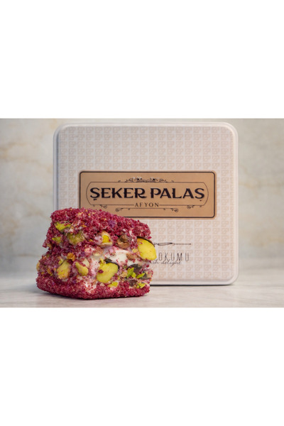 ŞEKER PALAS AFYON Frambuazlı antepfıstıklı kadife kekli baklava lokum (500gr)