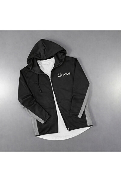 NOFLEN Hooded Scuba Groove Printed Zippered Jacket