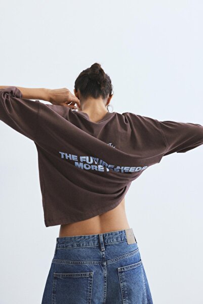 Pull & Bear Brown slogan T-shirt