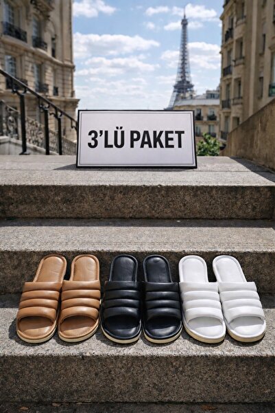 Moda Frato Pachet de 3 papuci de casă pentru femei PAMELA