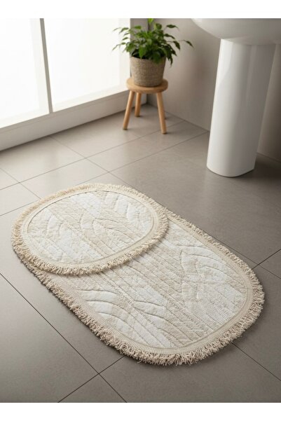 BELMANDO Modern Geometric Bathroom Mat Set (Set of 2) 50X80--40X50 (Round)