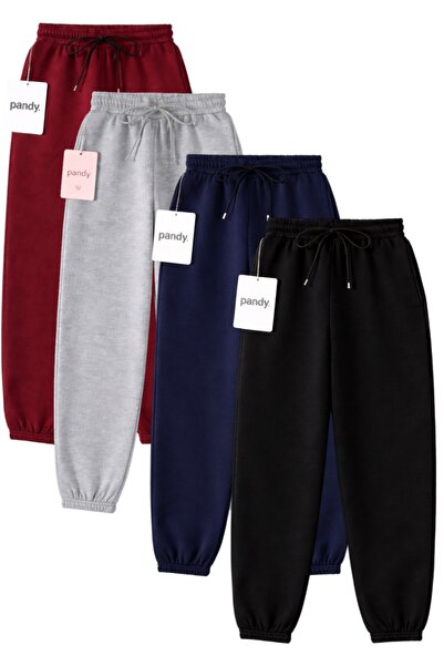 pandy 4'lü Unisex Paça Lastikli Tam Kalıp Eşofman Altı