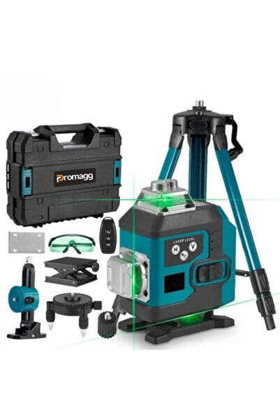 Promagg Nivela laser 4D cu 16 linii, rază 25 m, telecomandă și trepied reglabil