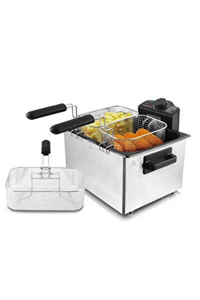 FOXMAG24 Friteuză electrică dublă, capacitate 5,5 l, putere 2000 W, 3 coșuri ...