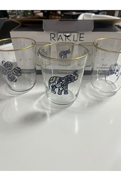 Coffee 3 lü cam gold detaylı su bardağı