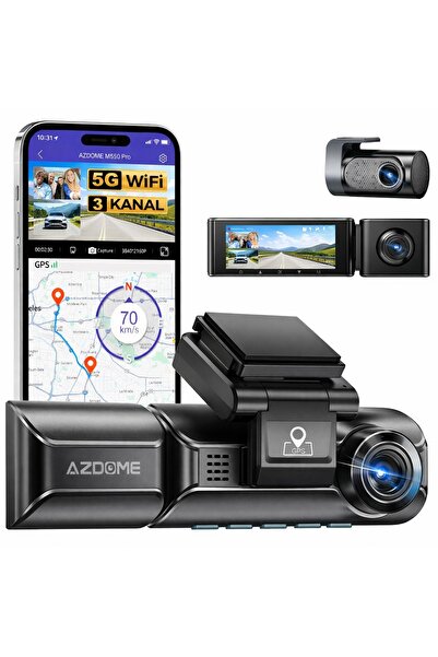 AZDOME M550 Pro 3 Kameralı 150 ° Görüş Açışı 4K Ultra HD Gece Görüşlü WiFi Ar...