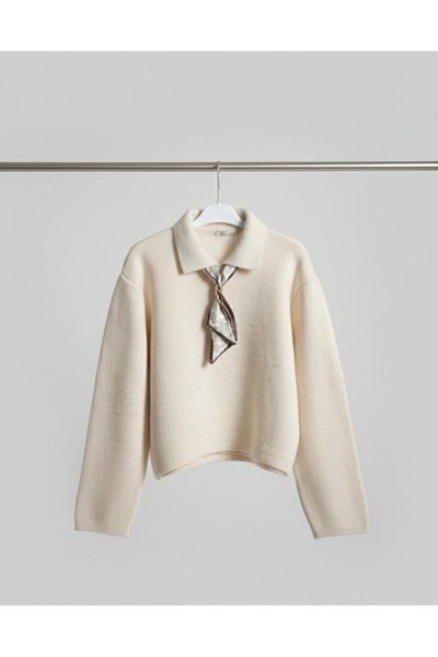 Lunleni Πουλόβερ με γιακά πόλο και φουλάρι