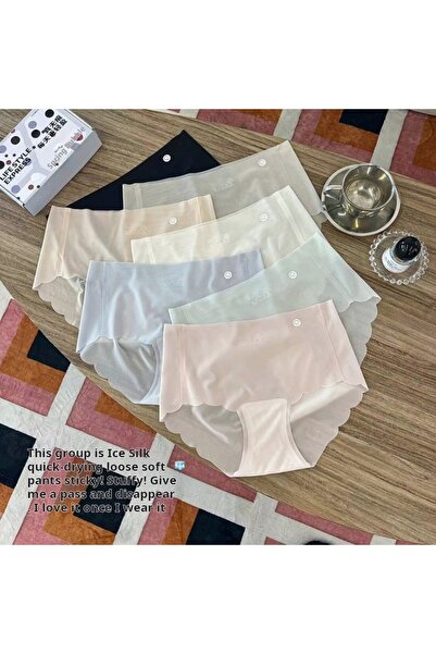 icgiyimcin Dikişsiz Yüksek Bel Ultra İnce Lazer Kesim Kadın Külot 4'lü Portak...