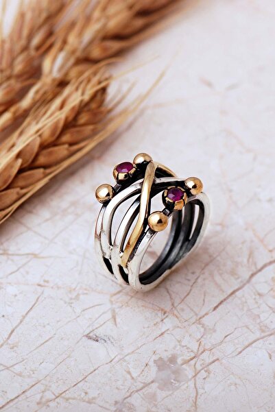 Sümer Telkari Taşlı Tasarım Elişi 925 Ayar Gümüş Yüzük 6001