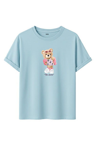 DK DAKSEL Daksel Women's Multicolor Too Cute Teddy Bear Printed Oversize Cott...