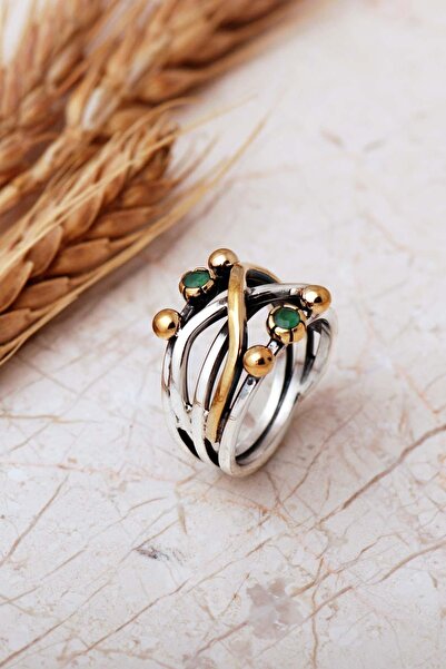 Sümer Telkari Taşlı Tasarım Elişi 925 Ayar Gümüş Yüzük 6001