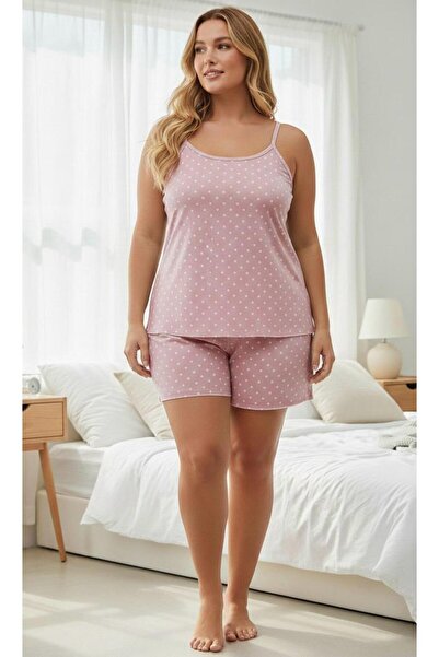 Hukateks Plus Size Paddle Strap Shorts Pajama Set