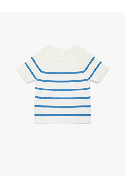 Koton Pulover tricotat cu dungi, cu mânecă scurtă, amestec de viscoză, cu dec...