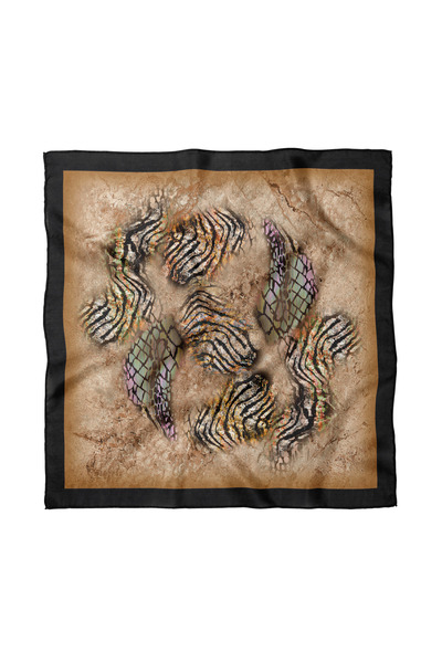 Sultan İpek Leopard Patterned Scarf / Bandana 50X50Cm