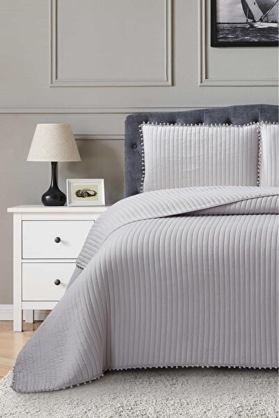 Çeyiz Diyarı Venice Fiber Filled Double 240X260 cm Bedspread Gray