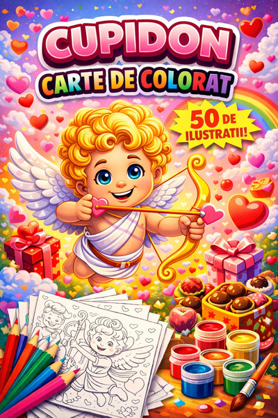 valentine's day Cupid – Coloring book with 50 romantic illustrations, A4